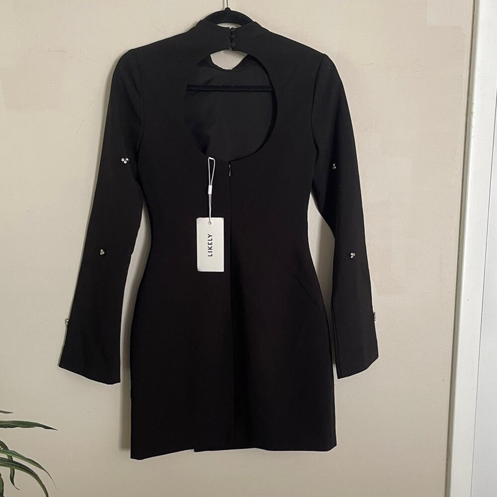 Likely Phillips Diamond Stud Detail Mini Dress Black New Size 4 - Picture 6 of 9